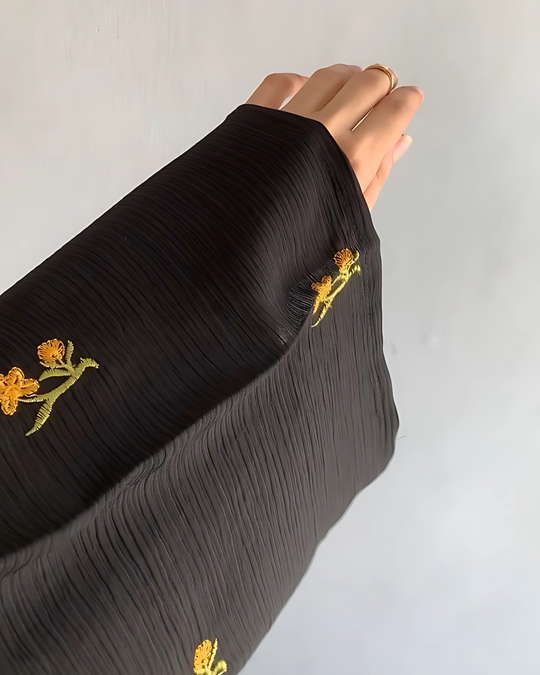 Embroidered Blossom Sleeve Abaya