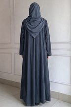 Front Open Zoom Silk Abaya Elegant & Graceful Modest Wear (Grey)
