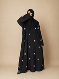 Embroidered Maxi Bow Abaya (Black)