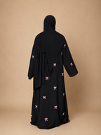 Embroidered Maxi Bow Abaya (Black)