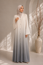 Two Tone White Gradient Abaya
