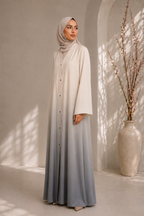 Two Tone White Gradient Abaya