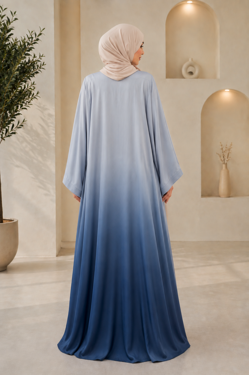 Two Tone Navy Blue Gradient Abaya