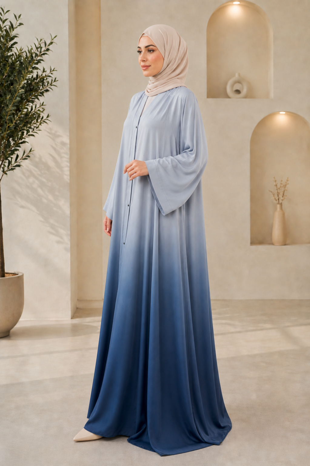 Two Tone Navy Blue Gradient Abaya