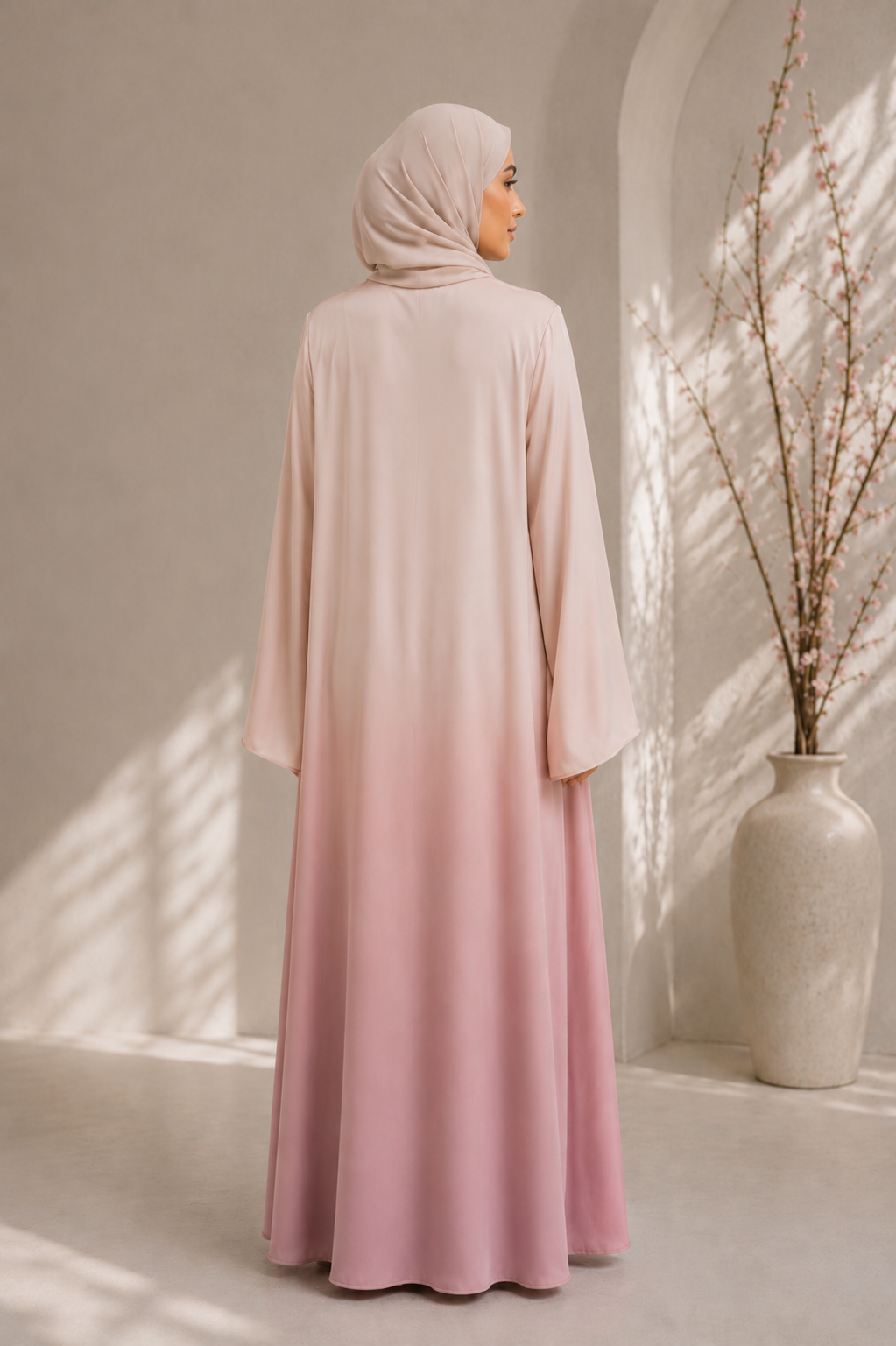 Two Tone Pink Gradient Abaya