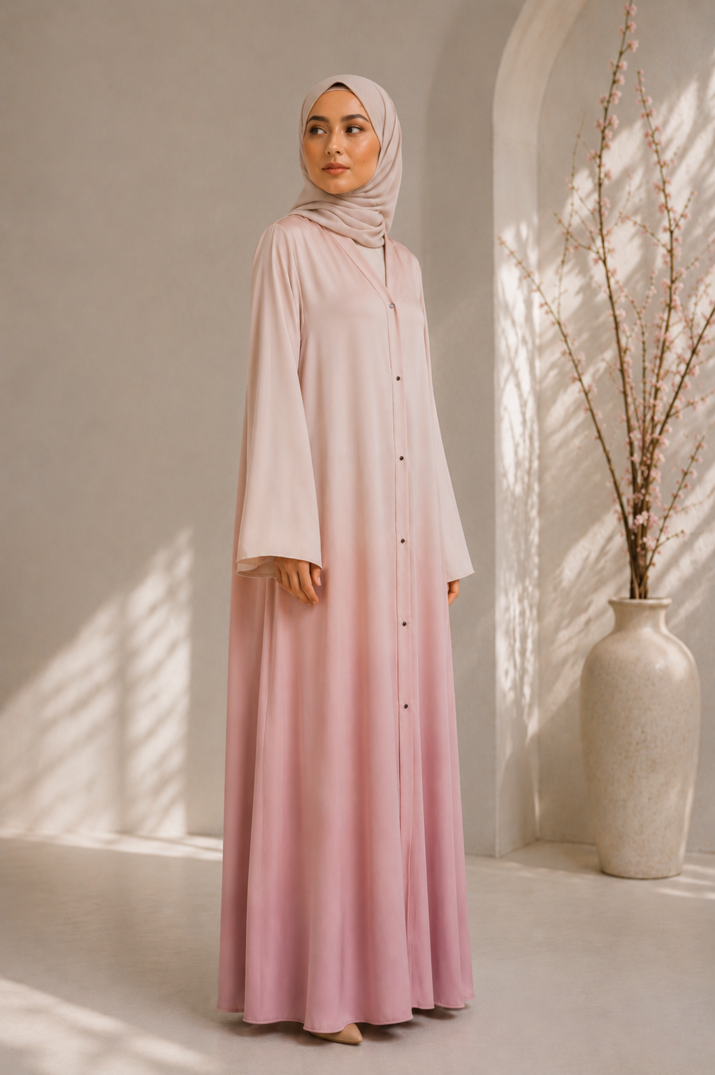 Two Tone Pink Gradient Abaya