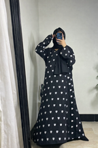 Elegant Embroidered Heart Maxi Abaya