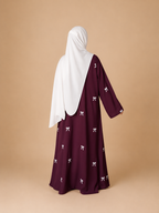 Embroidered Maxi Bow Abaya (Maroon)