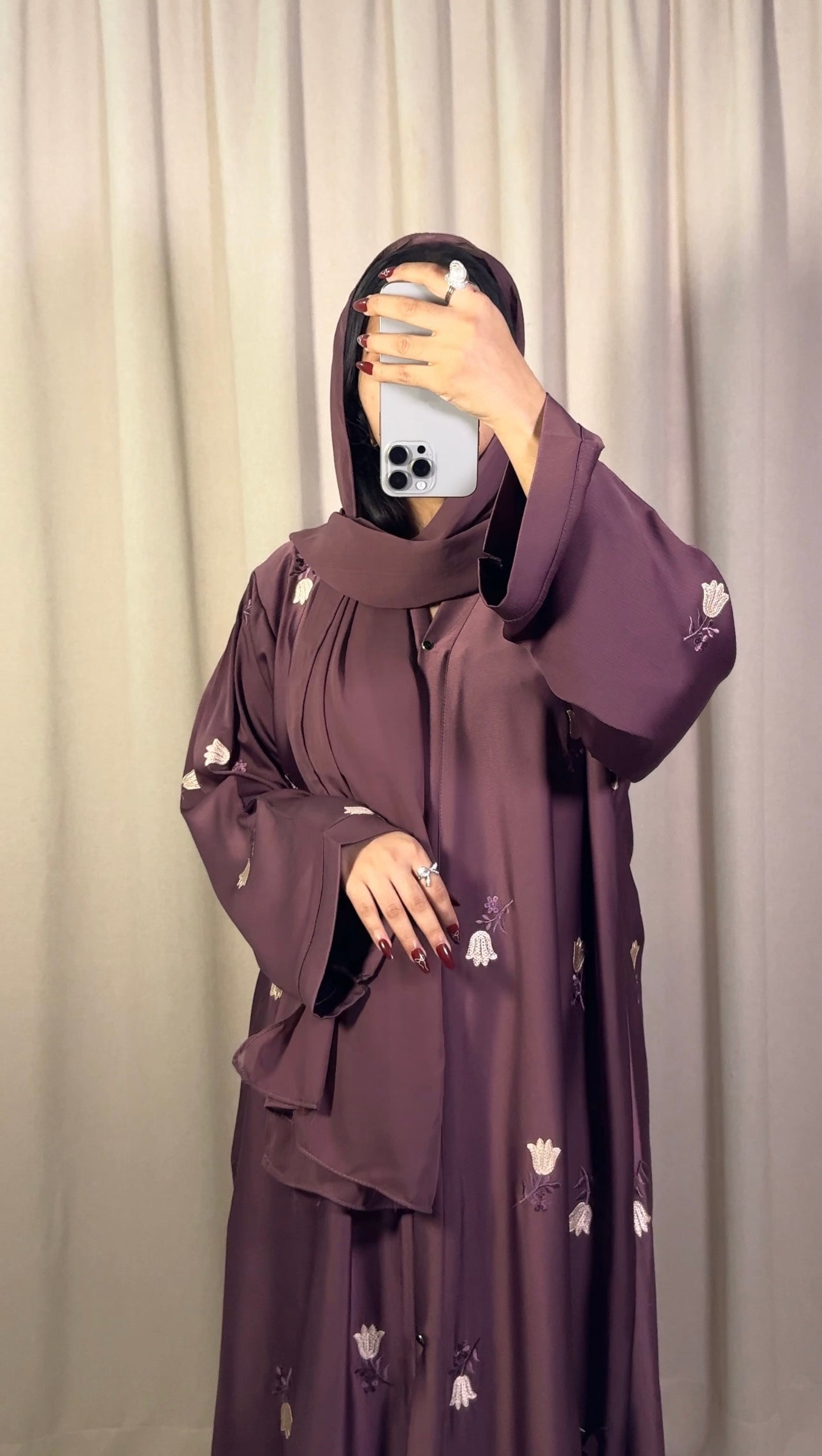 Front Open Embroidered Abaya