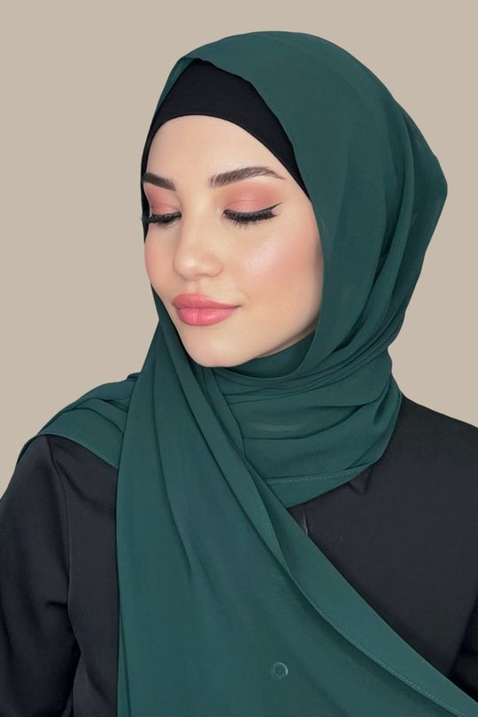 Instant hijab – Hijab + Attached Cap – Deep Green