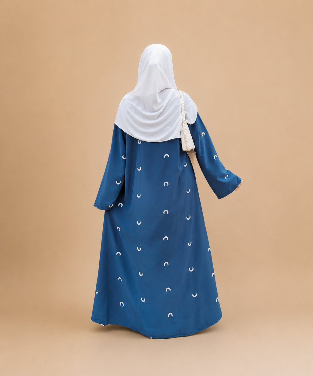 Moon Embroidered Abaya (Greyish Blue)