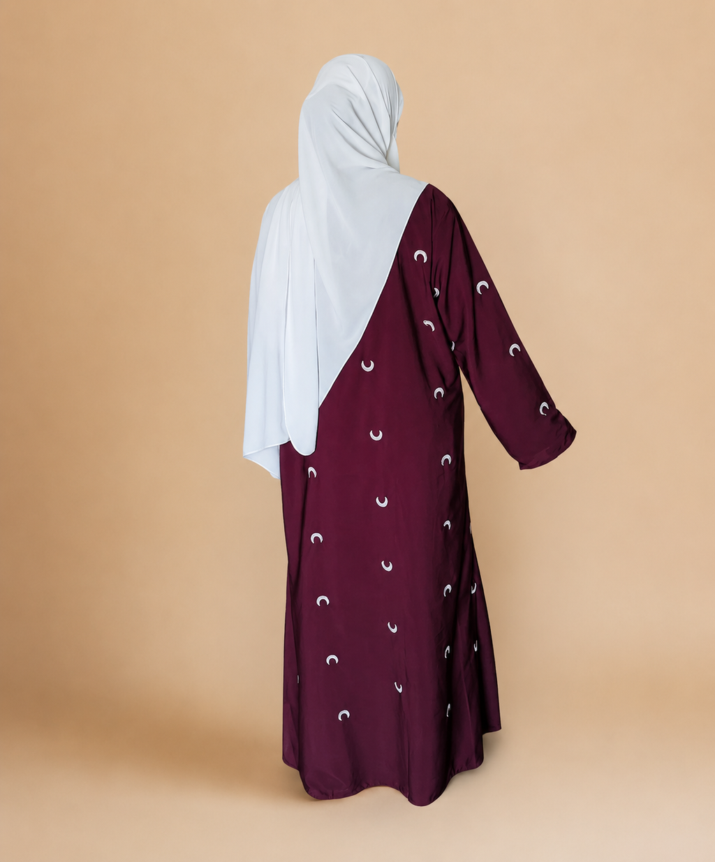 Moon Embroidered Abaya (Maroon)