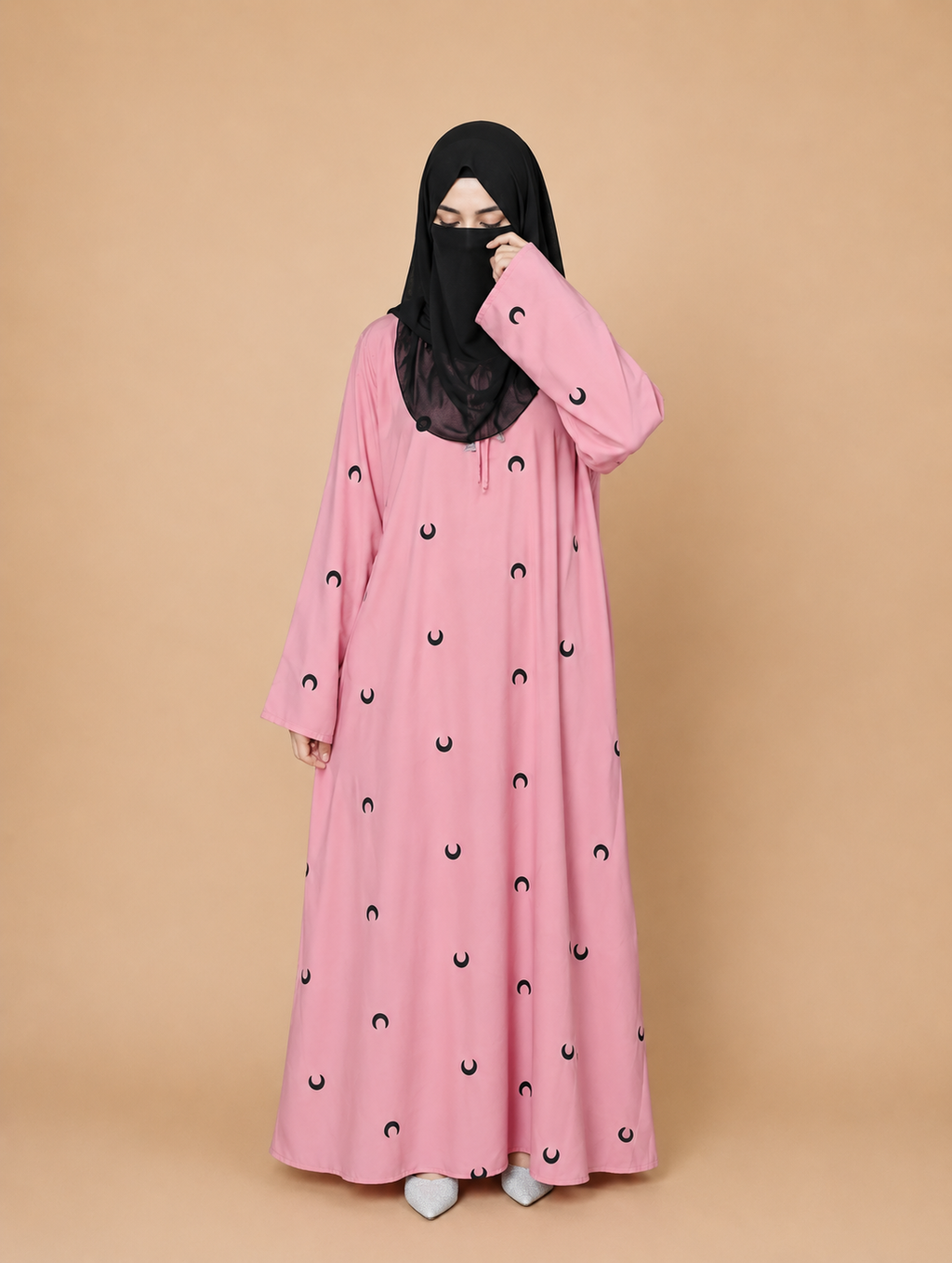 Moon Embroidered Abaya (Pink)