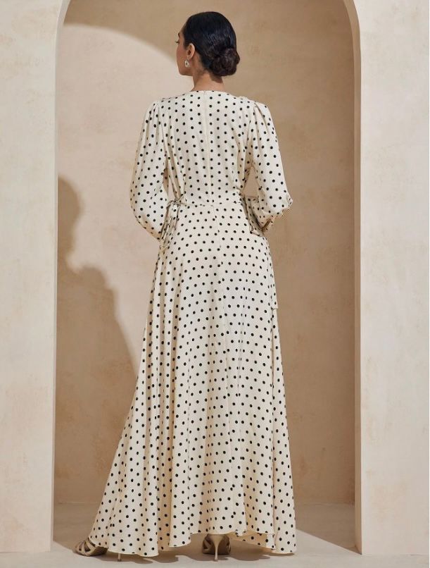 Graceveil Polka Dot Floral Abaya Dress