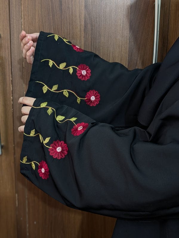 Embroidered Rose Sleeve Abaya