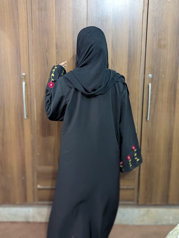 Embroidered Rose Sleeve Abaya