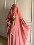 Elegant Khimar Abaya Peach Georgette Fabric (Pink)