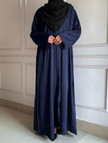 Front Open Zoom Silk Abaya Elegant & Graceful Modest Wear (Navy Blue)