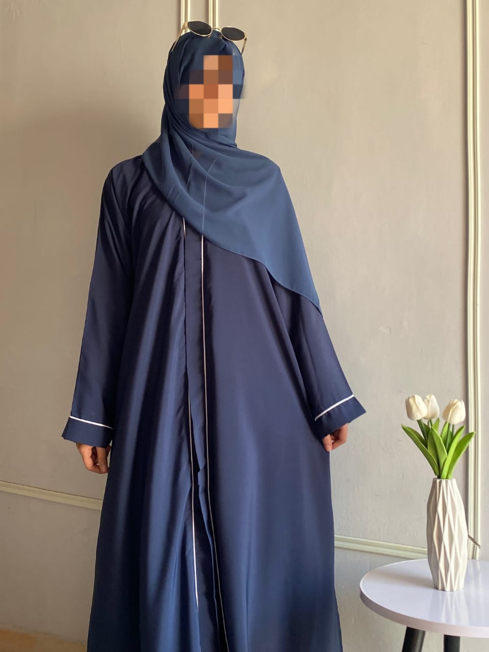 Front Open Pippin Abaya (Blue)