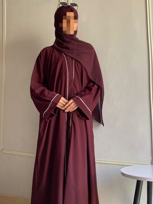 Front Open Pippin Abaya (Maroon)
