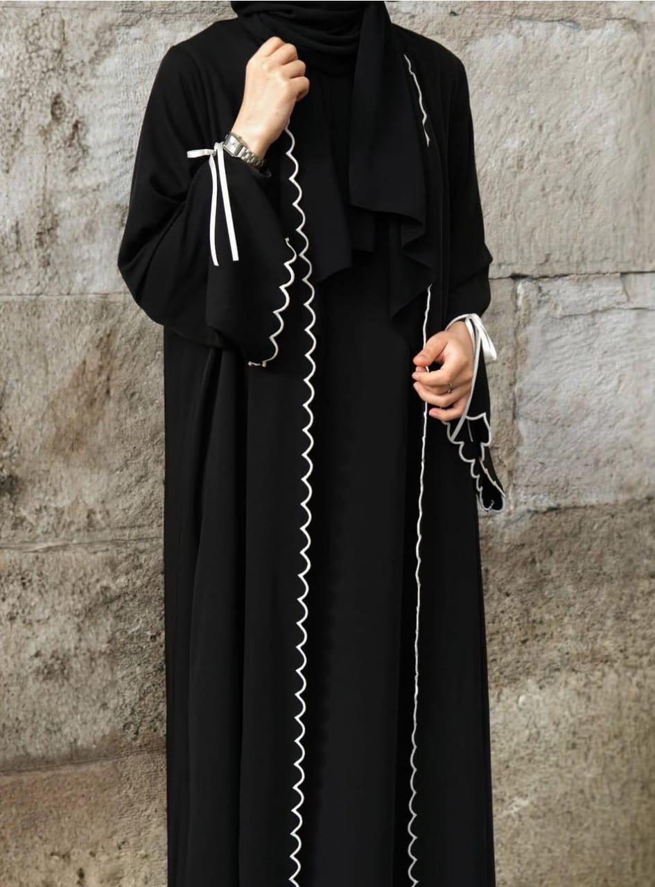 Black Zoya Abaya Inner Attached Middle East Style