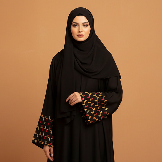 Orchid Embroidered Sleeve Abaya