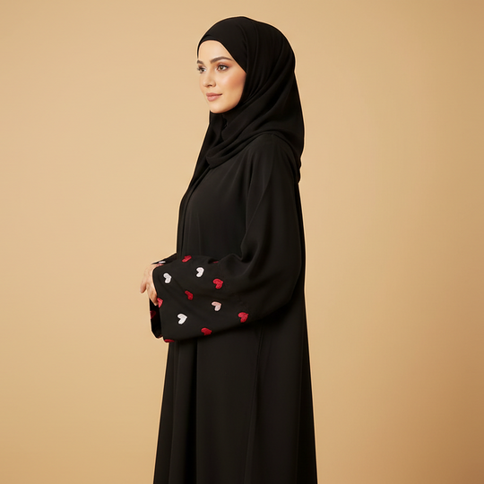 Heart  Embroidered Abaya