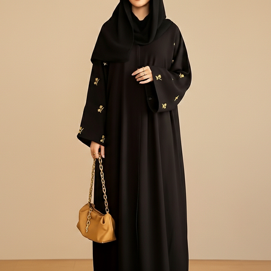Embroidered Blossom Sleeve Abaya