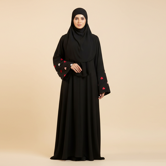 Heart  Embroidered Abaya