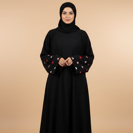 Heart  Embroidered Abaya